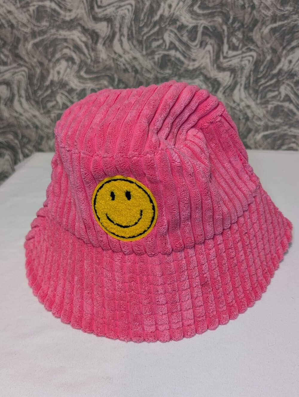 Bright Pink Smiley Face Bucket Hat
